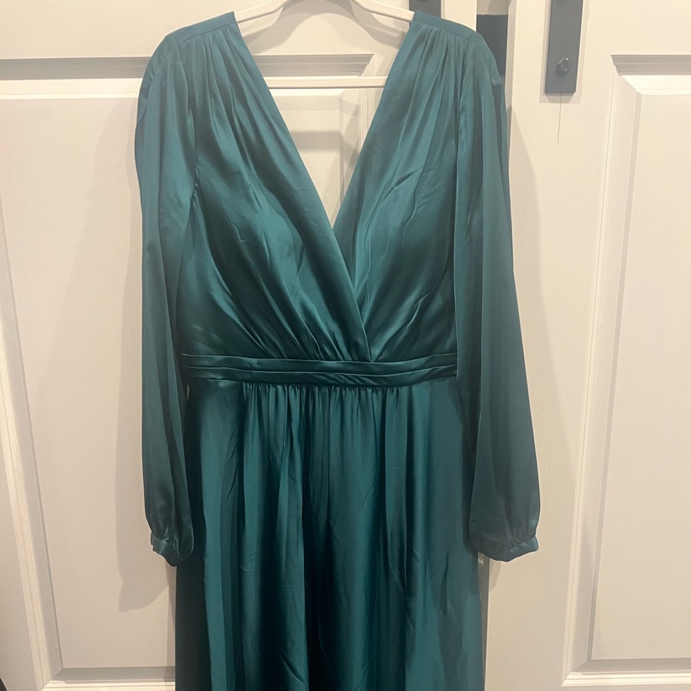 UME London Emerald Satin Wrap Dress